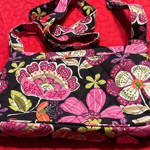 Vera Bradley Pink and Black Floral Crossbody Bag